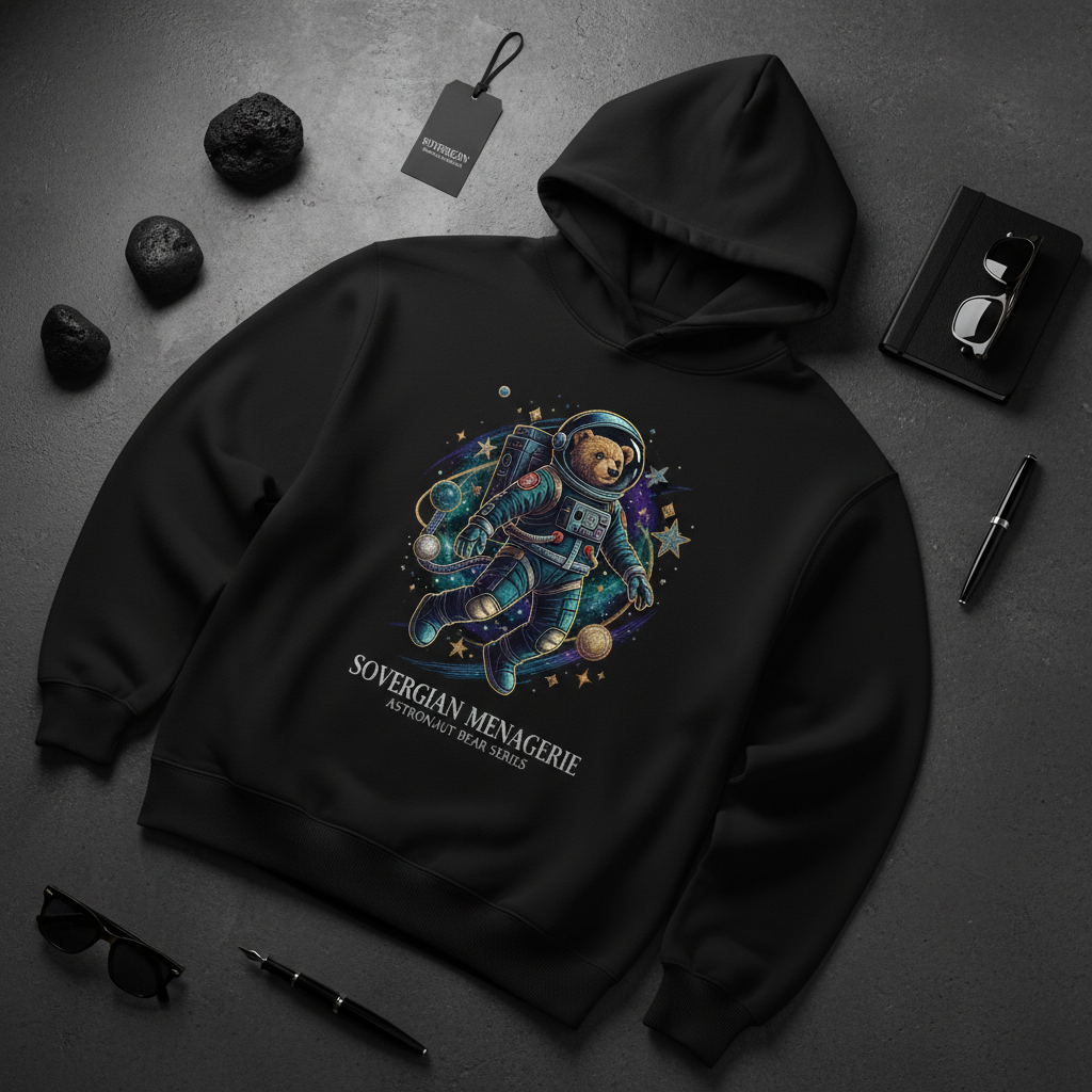 The Sovereign Menagerie Astronaut Bear Hoodie — Premium hoodie with astronaut bear graphic